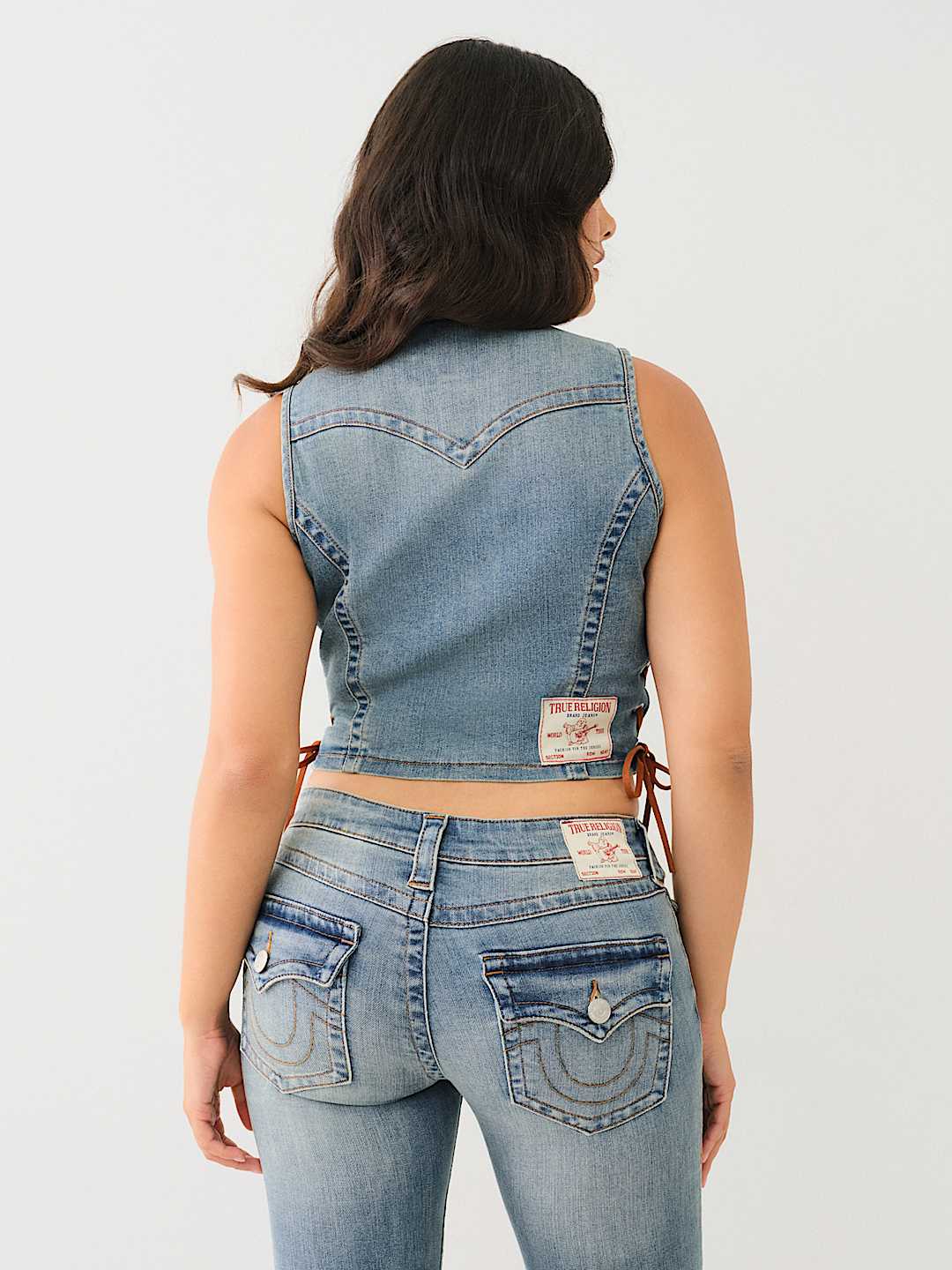 True Religion Laced Up Denim Vest